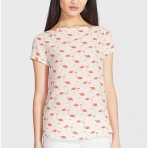 Kate Spade Flamingo Print Women's Top Boat Neck Women's Size 6